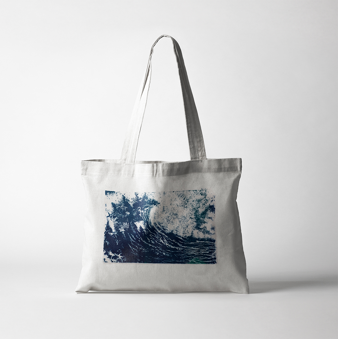 Tote bag complet impression artisanale du motif vague